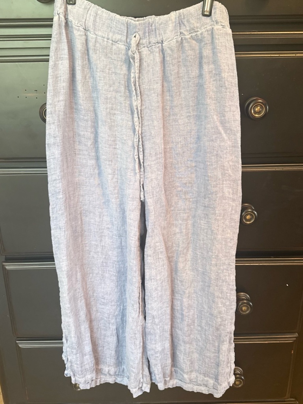 Tempo Paris Light Blue Linen-Blend Drawstring Joggers
